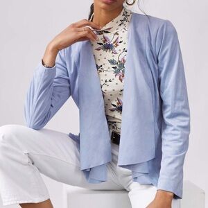 Hutch Anthropologie Draped Faux Suede Jacket in Blue